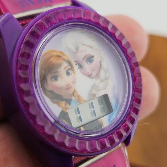 Disney Kids Frozen Digital Watch Purple Pink Ana Elsa Princess Snowflake Band - Picture 3 of 6